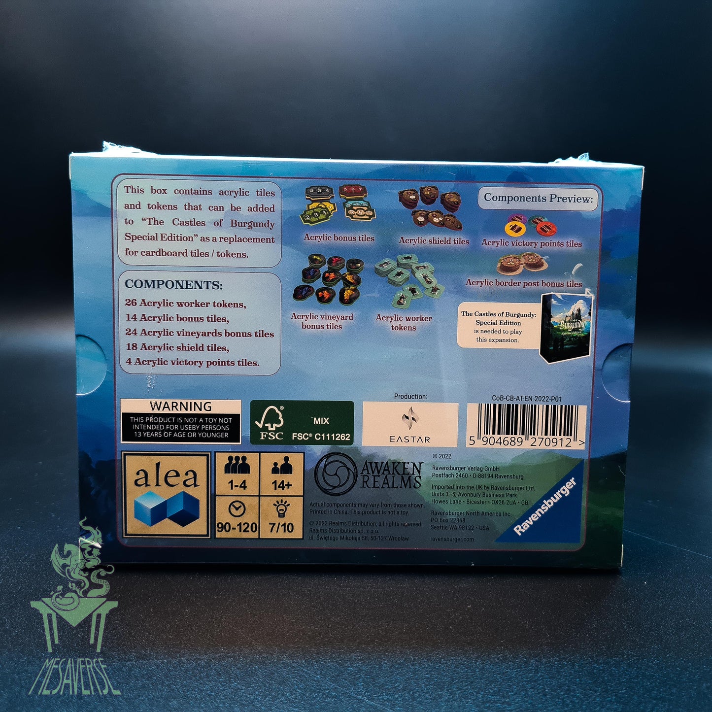 The Castles of Burgundy: Special Edition- 3D Terrain, Acrylic Hex, Upgraded Token